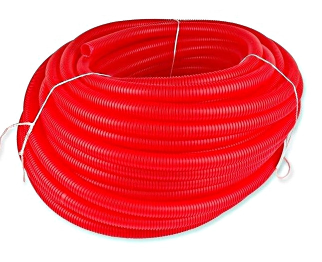 Tub flexibil gofrat rosu Ø25 mm la colac de 50 m