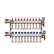 Set distribuitor 1" / 10 circuite cu conectori EK x 17 mm, robineti golire, aerisitoare automate si robineti cu olandez, Daver