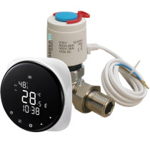 Kit smart pentru separarea unei zone de temperatura, cu termostat WIFI si electrovana 1/2"cu olandez, 220V, Daver